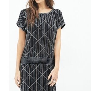 Forever 21 Black and Silver Beaded Mini Tunic Dress Size L